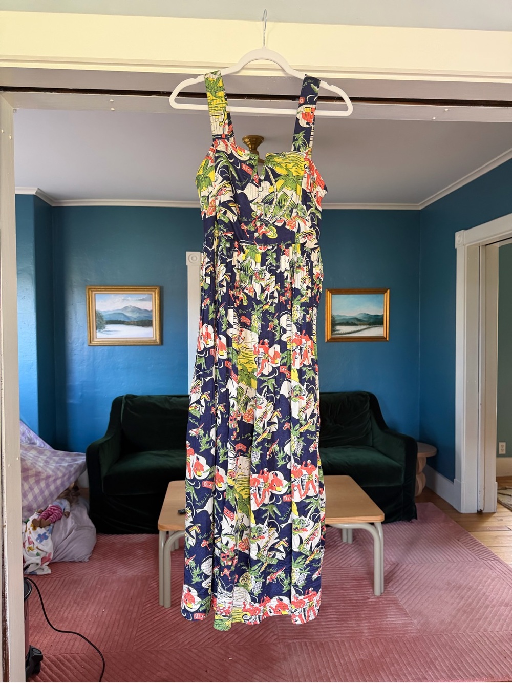 The Great dress size 2 Floral tropical Navy Maxi